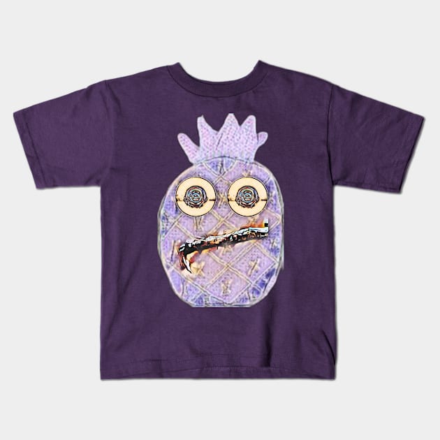 Ring-eyed pineapple light purple Kids T-Shirt by FlossOrFi